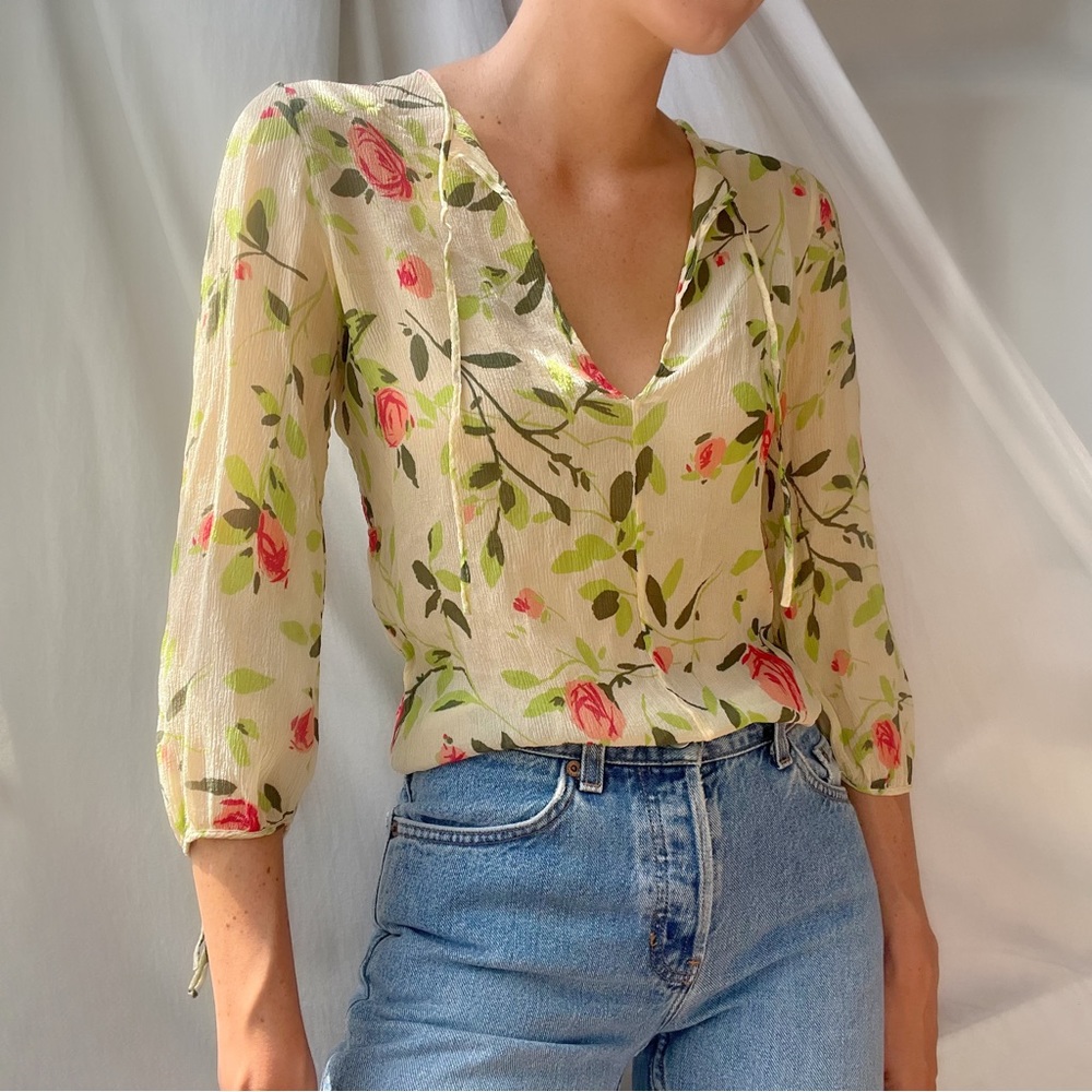 Vintage Moschino Silk Floral Blouse